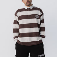 Striped Rugby Jersey - Umber/White