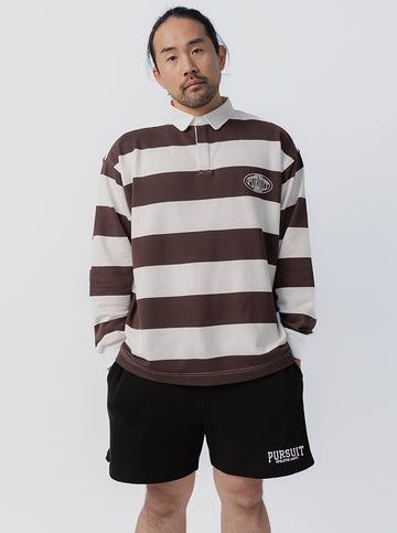 Striped Rugby Jersey - Umber/White