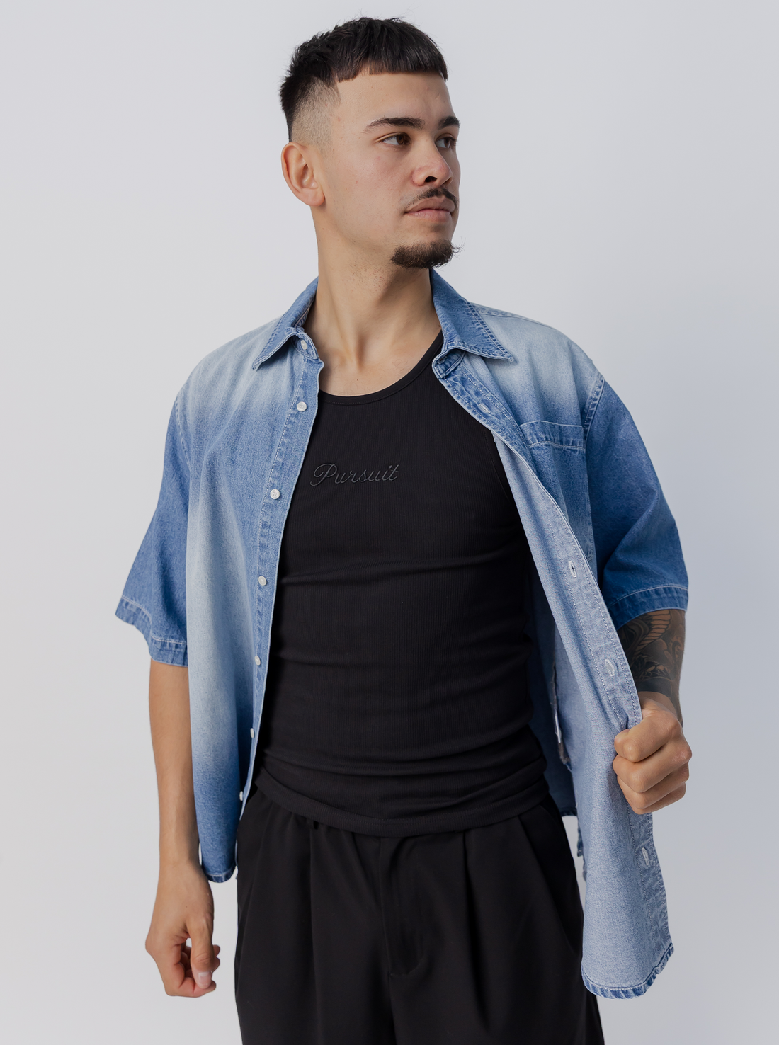 Drift Denim Shirt in Light Wash Denim