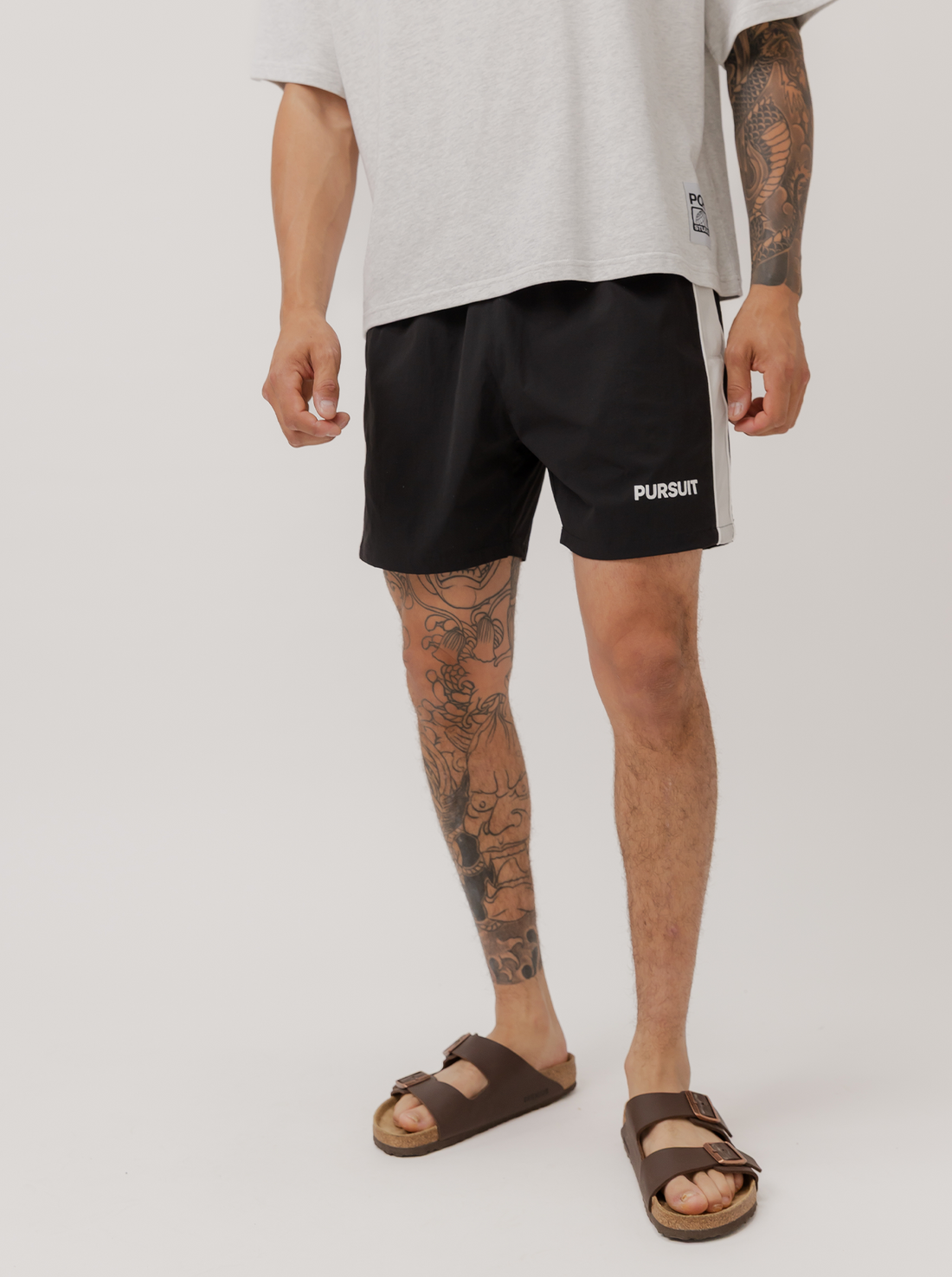 Track Stripe Short in Black
