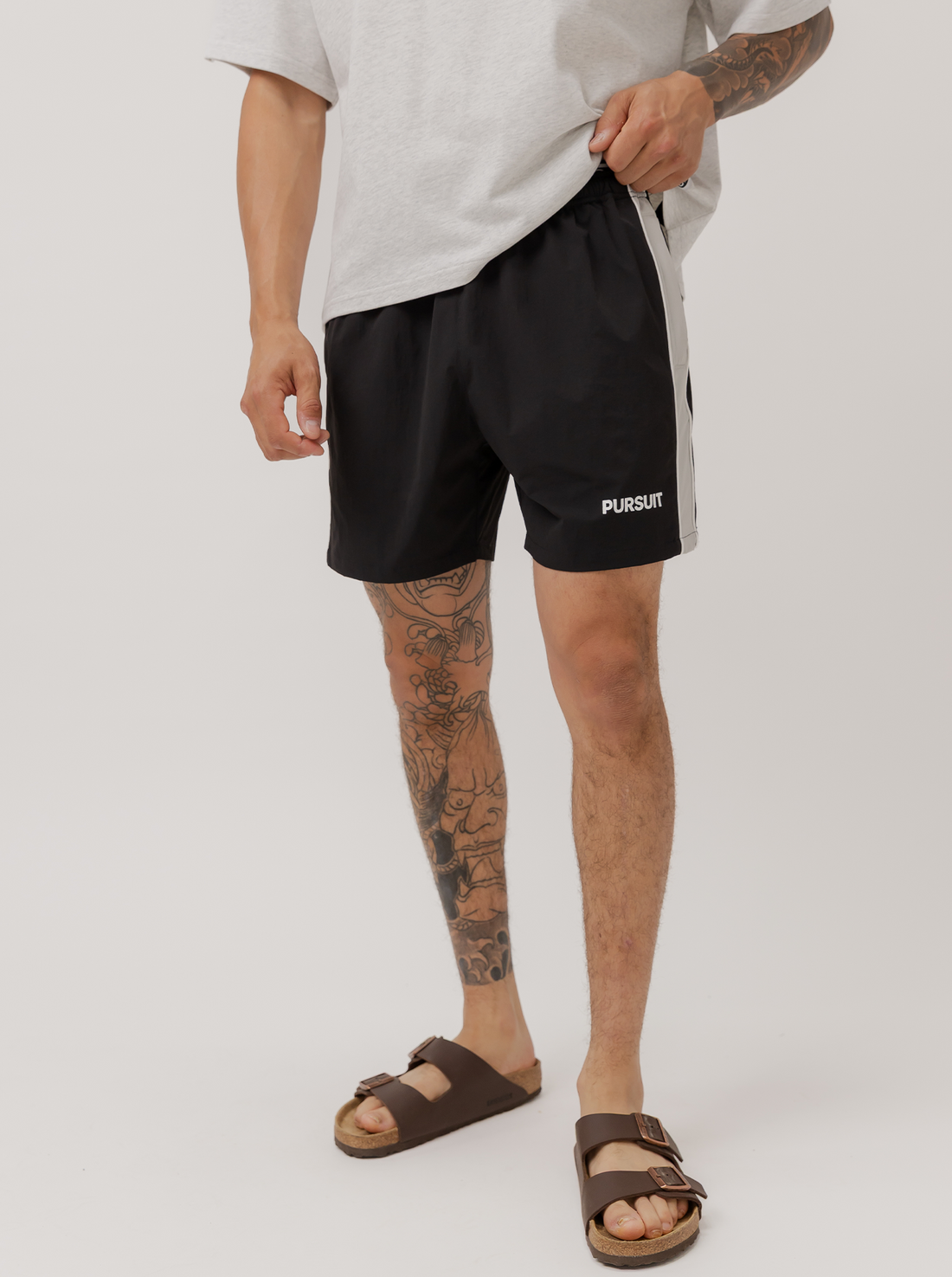 Track Stripe Short in Black