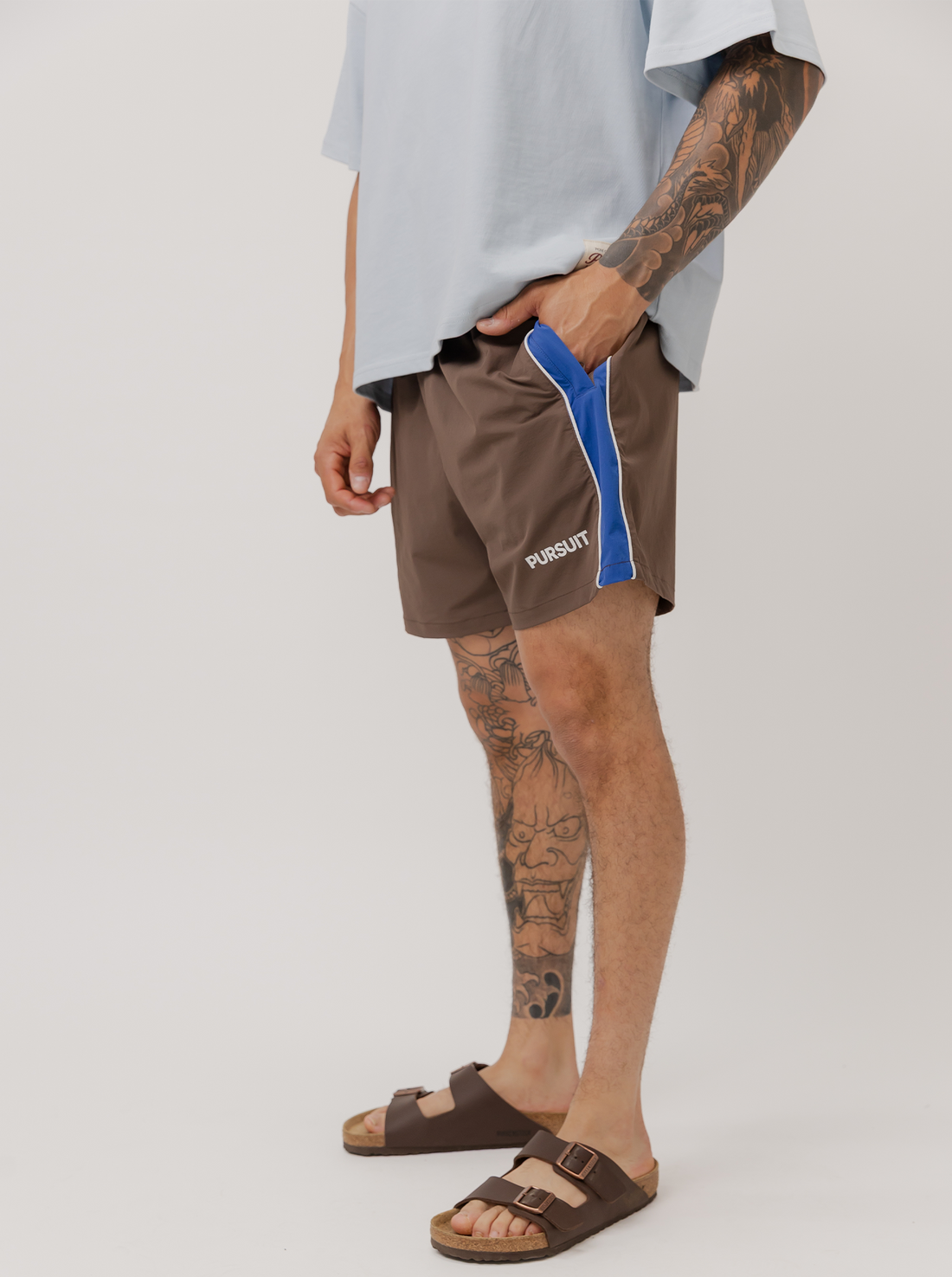 Track Stripe Short in Umber